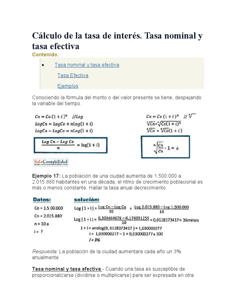 Cálculo de La Tasa de Interés | PDF | Negocios | Derecho