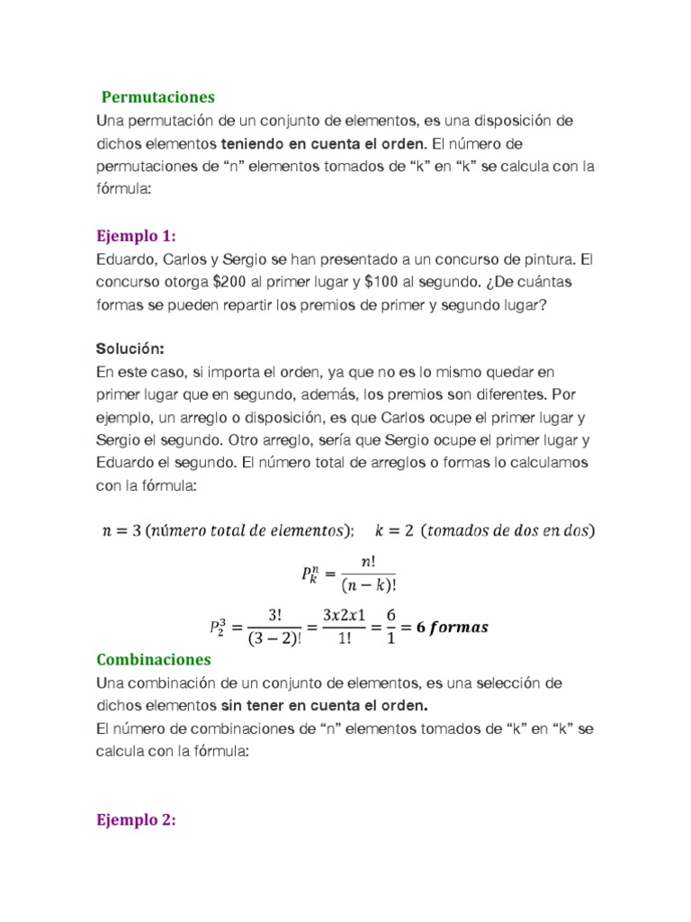 Permutaciones y combinaciones explicadas | PDF | ensalada | Ajedrez