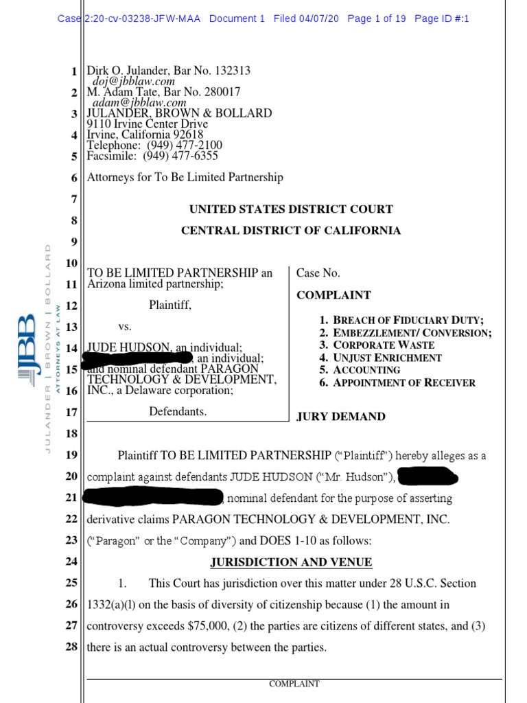 Iwantclips Embezzlement To BE LIMITED PARTNERSHIP V Jude
