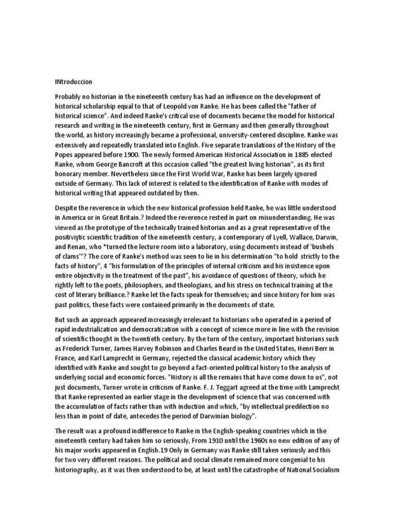 Ranke's Influence on Historical Scholarship | PDF | Kingdom Of Prussia ...