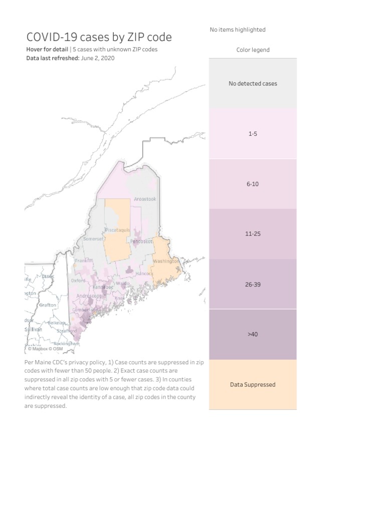 COVID-19 Cases by ZIP Code: Hover For Detail - 5 Cases With Unknown ZIP