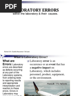 Laboratory Errors: Within The Laboratory & Their Causes