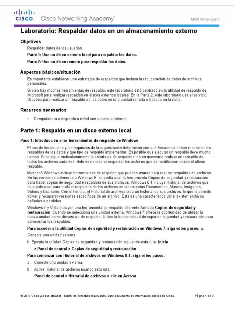 3.1.2.3 Lab Backup Data To External Storage PDF Archivo de