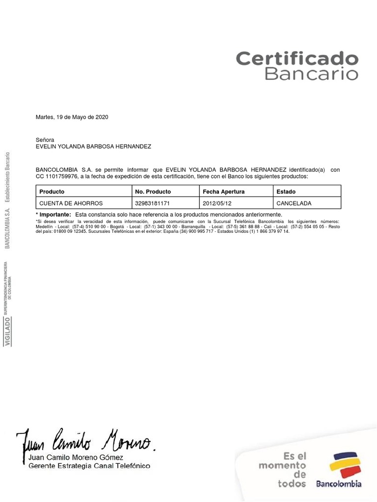 Certificado Banco PDF | PDF