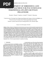 Development of Shredding and Washing Machine For Polyethylene Terephthalate (PET) Bottles Pelletizer (#532272) - 747529 PDF