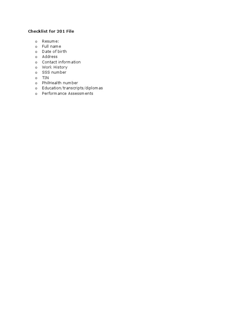 Employee 201 File Essentials | PDF | Wellness