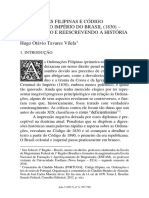 Ordenações Filipinas E Código Criminal Do Império Do Brasil (1830) - Revisitando E Reescrevendo A História Hugo Otávio Tavares Vilela