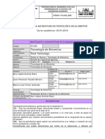 Programa de La Asignatura de Tecnología de Alimentos Curso Académico: 2018-2019