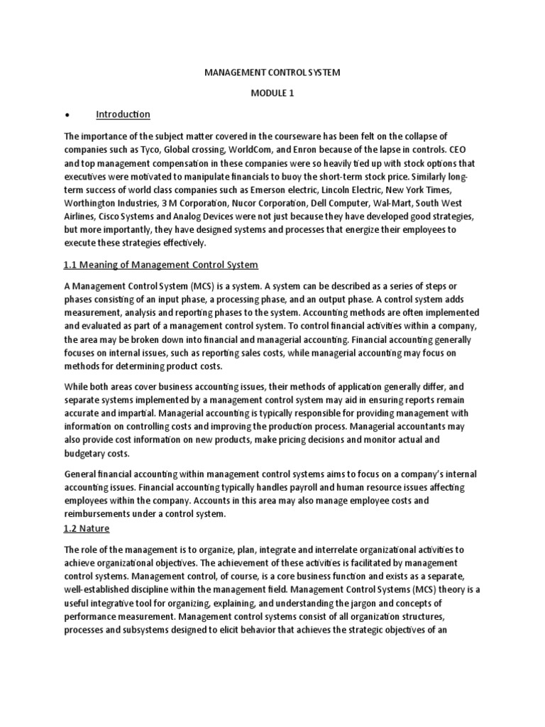 Understanding Management Control Systems | PDF | Goal | Strategic Planning