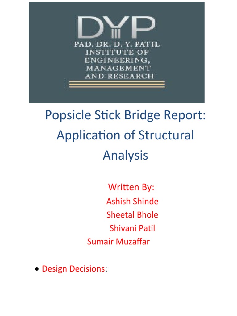 Popsicle Stick Bridge Report: Application of Structural Analysis | PDF