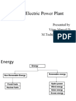 Hydro Electric Power Plant: Presented by Vijay Marcel D M.Tech (RE) - I Year