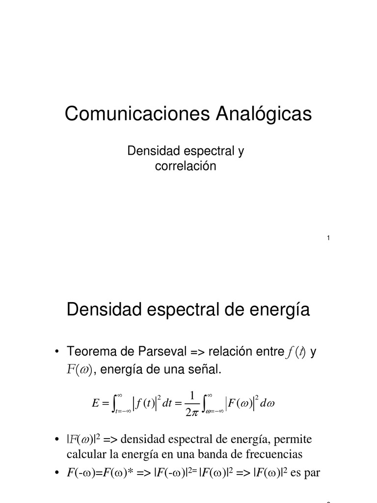 Densidad Espectral de Energía y Potencia | PDF | Densidad espectral ...