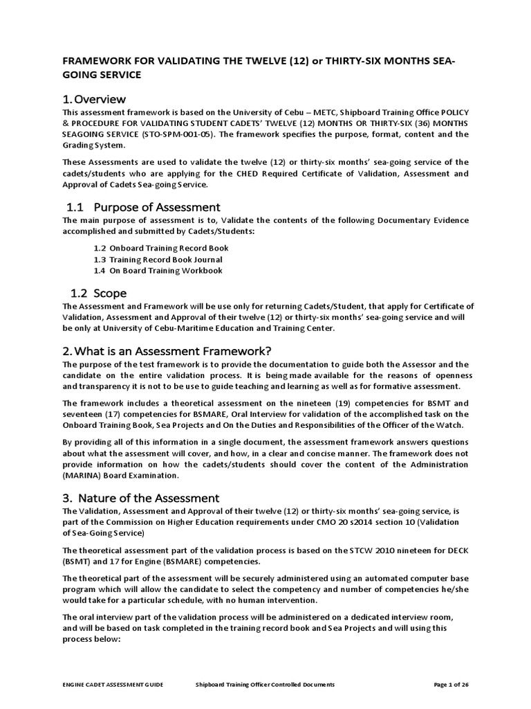 Final Engine Cadet Assessment Guide PDF PDF Transport Nature