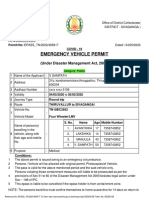 Emergency Vehicle Permit: (Under Disaster Management Act, 2005)