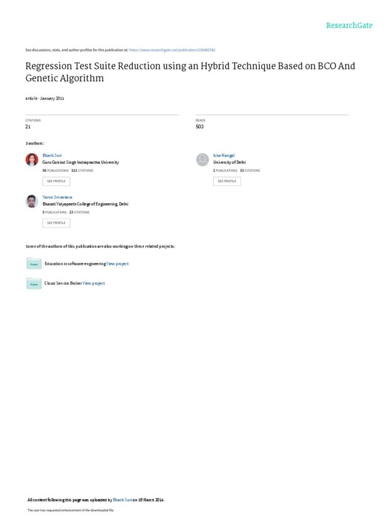 Regression Test Suite Optimization | PDF | Genetic Algorithm ...