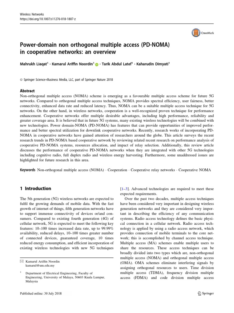 PD-NOMA in 5G Cooperative Networks | PDF | Channel Access Method ...