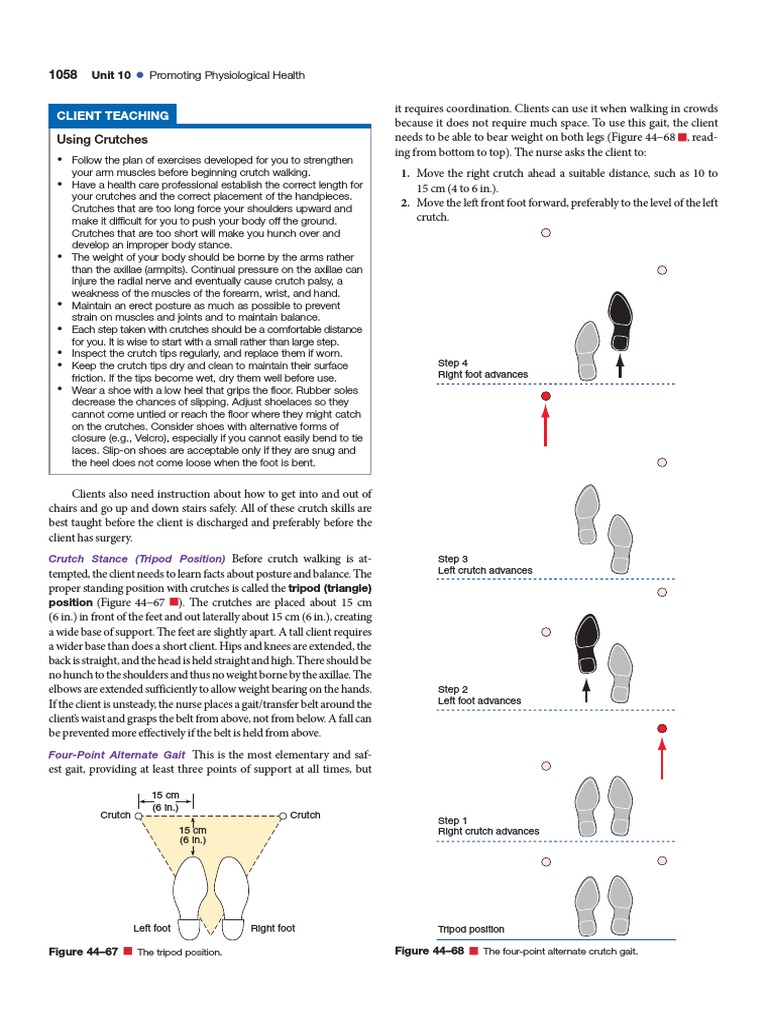 Promoting Proper Crutch Walking Technique Instructions for Clients on