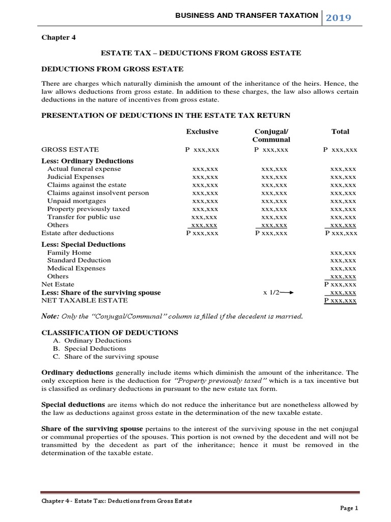 Estate Tax Deductions Overview | PDF | Tax Deduction | Estate Tax In ...