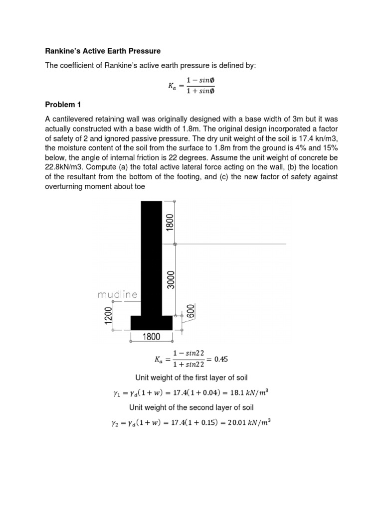 Lateral Earth Pressure (Active Passive) | PDF | Mechanics | Civil ...