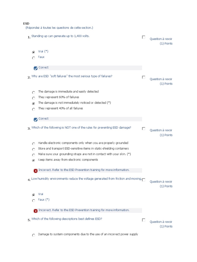 ESD and EIS Compliance Quiz | PDF | Electrostatic Discharge | Computer ...