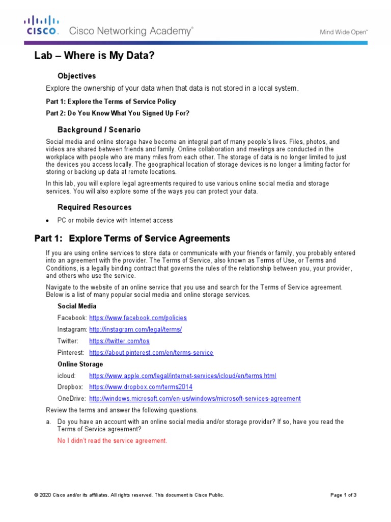 1.2.2.4 Lab - Where Is My Data | PDF | Terms Of Service | Social Media