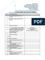 Checklist For Form 22A (Active Form) : Information Required Sl. No