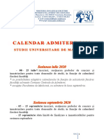 Calendar - Admitere Master - 2020