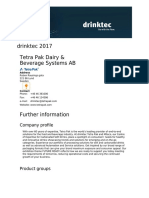 Drinktec 2017 Tetra Pak Dairy & Beverage Systems AB: Company Profile