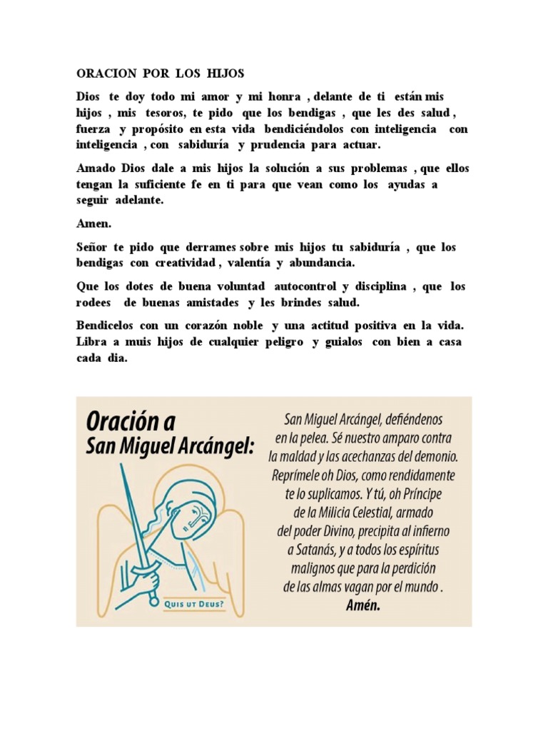 Oración de Protección por los Hijos | PDF | Oración | Amor