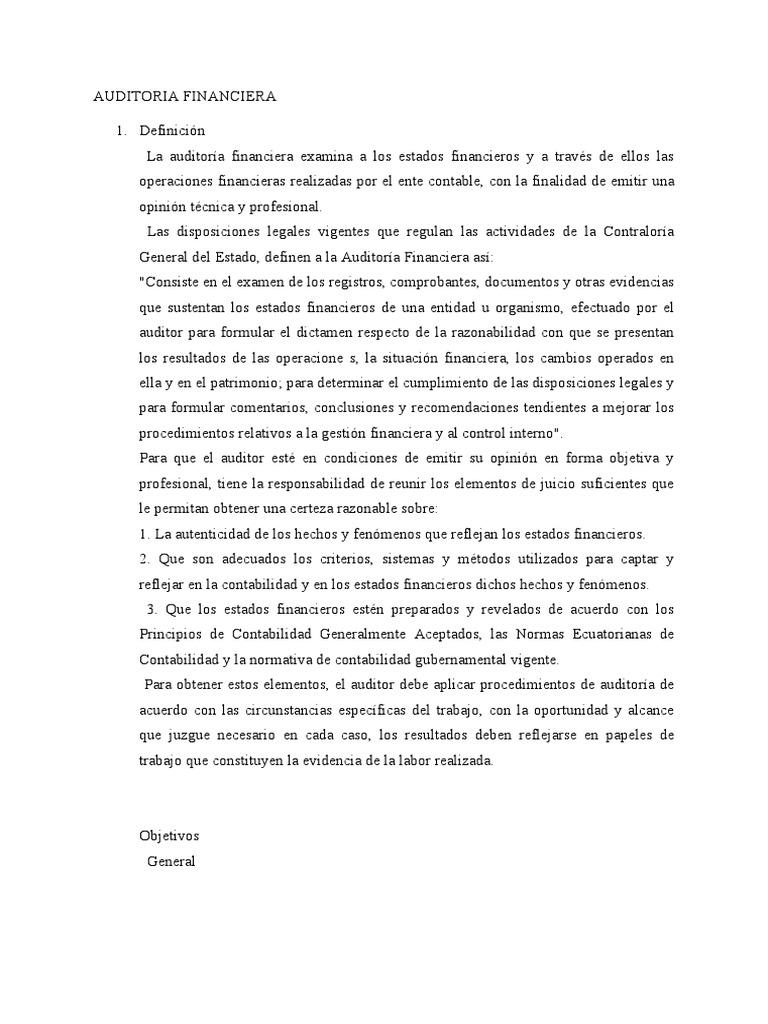 Guía Completa de Auditoría Financiera | PDF | Auditoría | Contralor