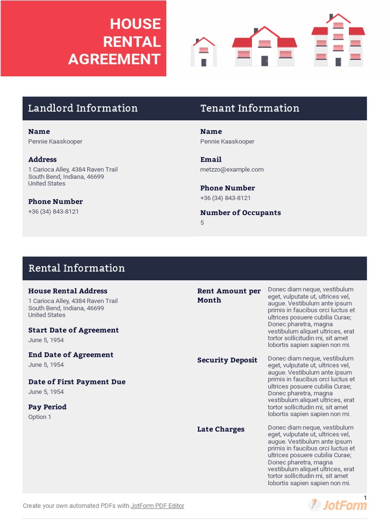 House Rental Agreement: Tenant Information Landlord Information | PDF ...