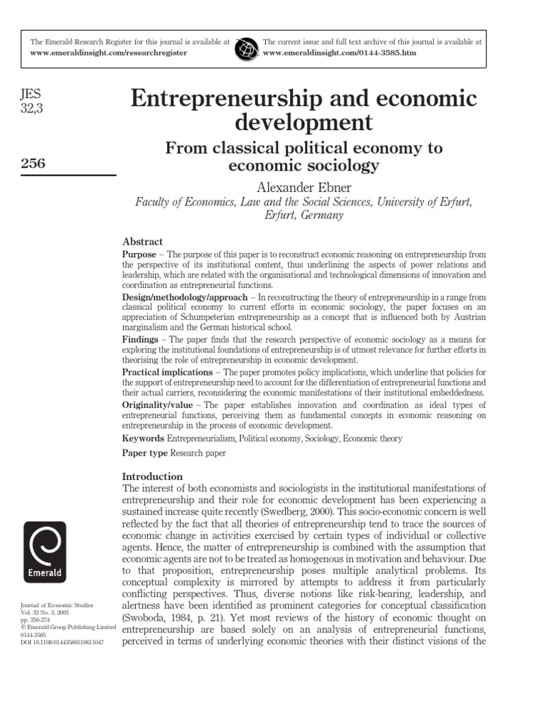 Entrepreneurship's Role in Economic Development | PDF | Max Weber ...