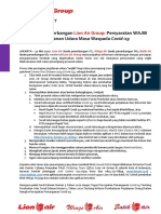 [2020] MEDIA STATEMENT - Informasi Penerbangan Lion Air Group, Persyaratan WAJIB Perjalanan Udara Masa Waspada Covid-19