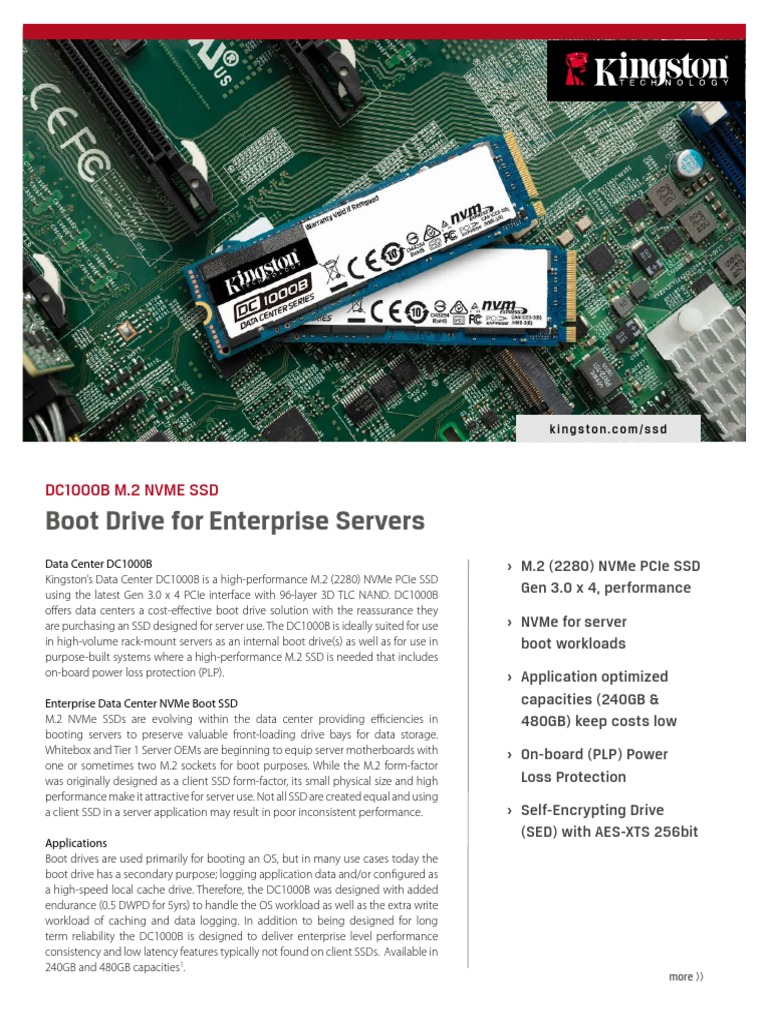 Boot Drive For Enterprise Servers Dc1000B M.2 Nvme SSD PDF Solid