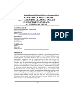 Investigation of The Students Motivation For Learning English As Secondary Language: An Empirical Study