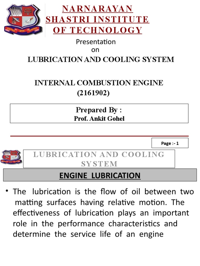 Lubrication and Cooling System PDF Engines Chemical Engineering