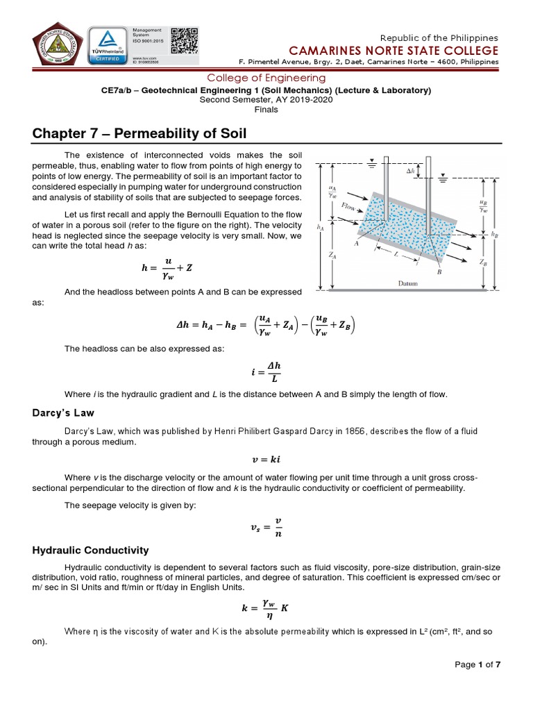 Chapter 7 Permeability of Soil | PDF | Chemical Engineering | Civil ...