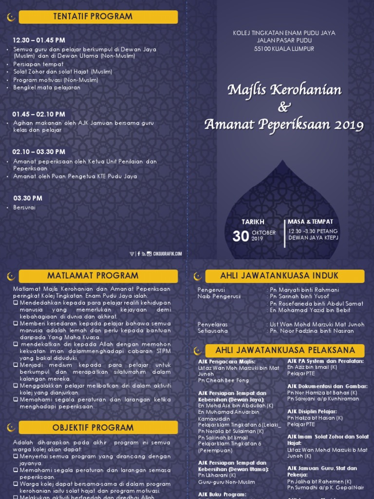 Buku Program Majlis Kerohanian | PDF