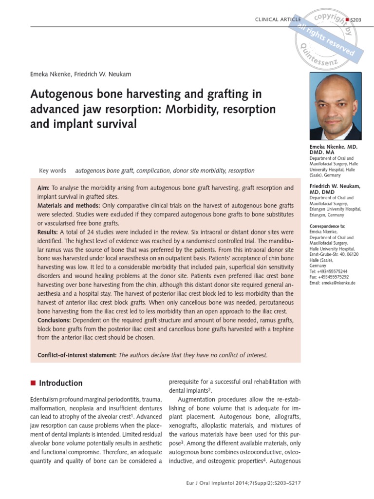 Autogenous Bone Harvesting and Grafting in Advanced Jaw Resorption ...
