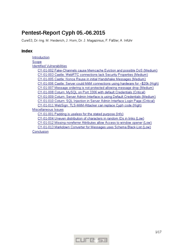 Pentest-Report Cyph | PDF | Encryption | Transport Layer Security