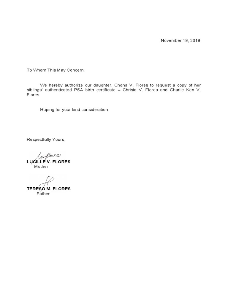 Authorization Letters for Document Requests | PDF