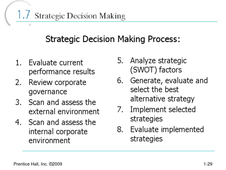 Strategic Decision Making Process:: Prentice Hall, Inc. ©2009 1-29 | PDF