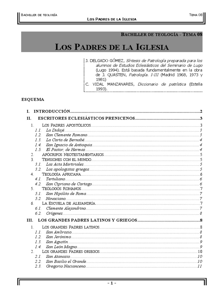 Padres de la Iglesia: Historia y Teología | PDF | Padres de la iglesia ...