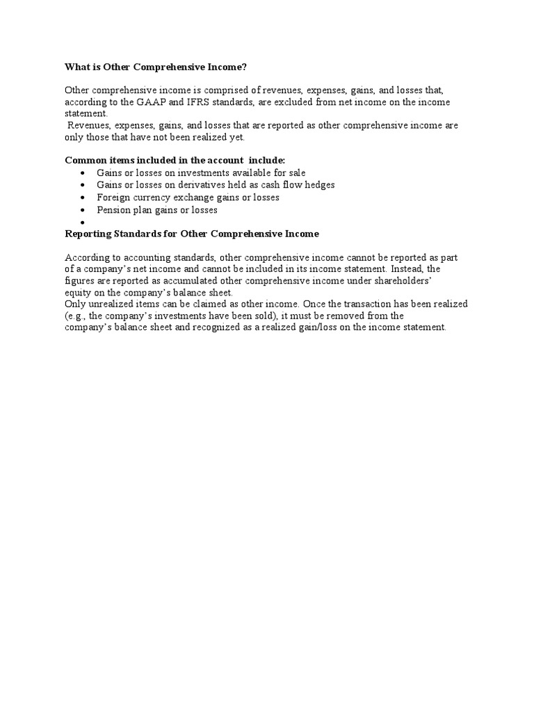 Understanding Other Comprehensive Income | PDF | Business | Finance ...