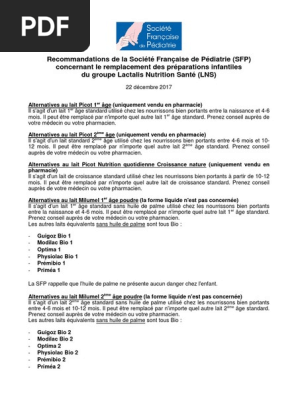 Recommandations Societefrancaisepediatrie Pdf Nourrisson Lait