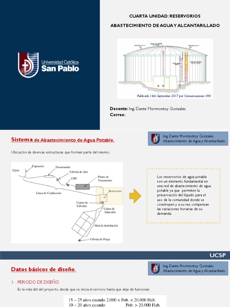 Diseño de Reservorios de Agua Potable | PDF | Red de abastecimiento de