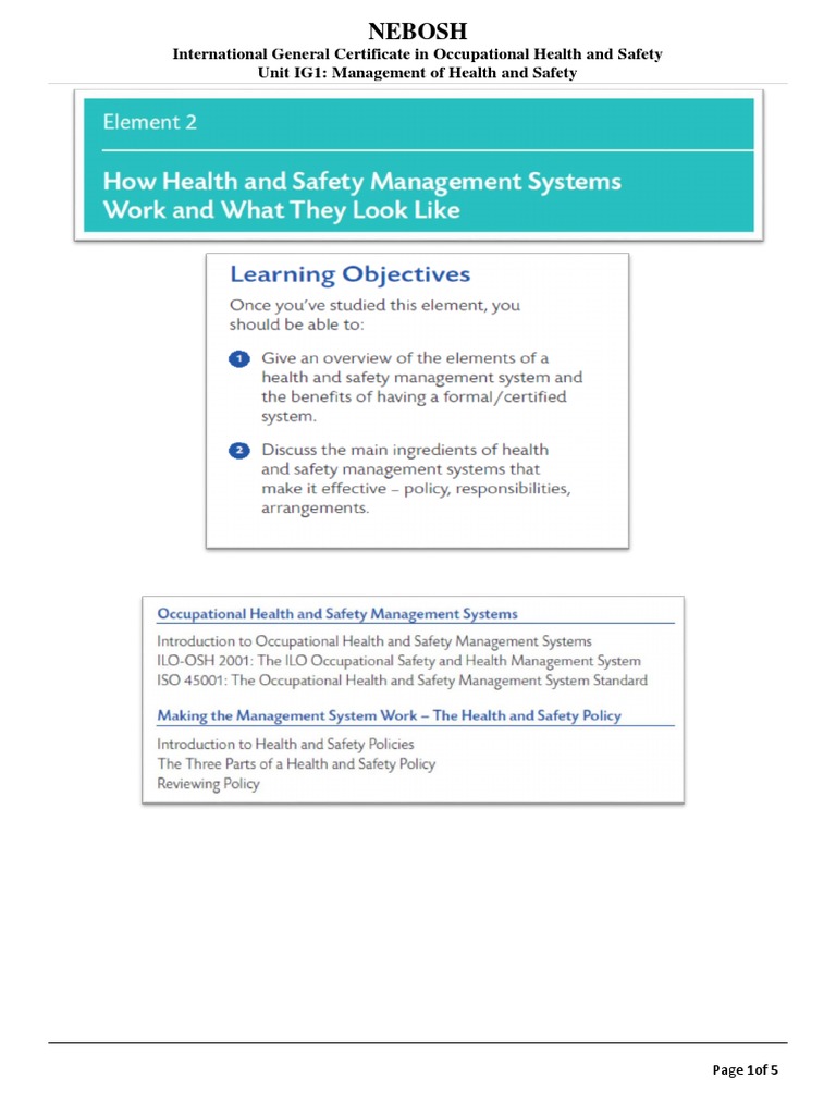 Nebosh International General Certificate in Occupational Health and