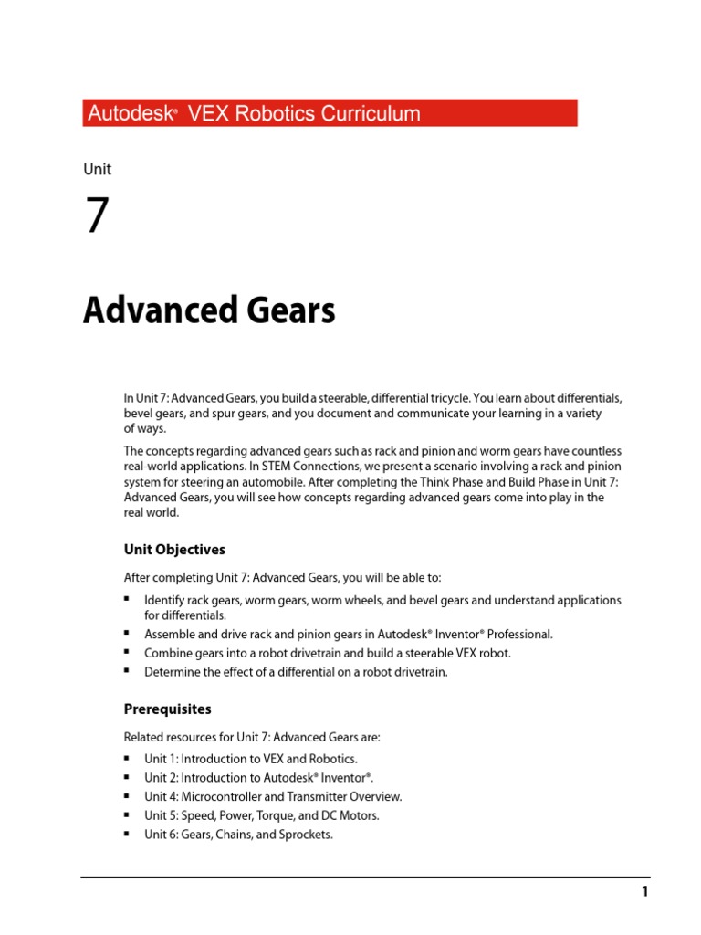 Advanced Gears Unit Objectives PDF Gear Machines