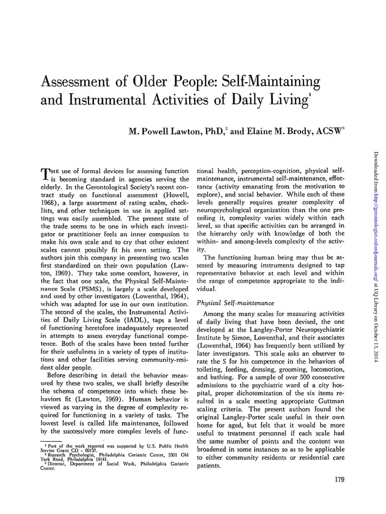 Elderly Functional Assessment Scales | PDF | Validity (Statistics ...