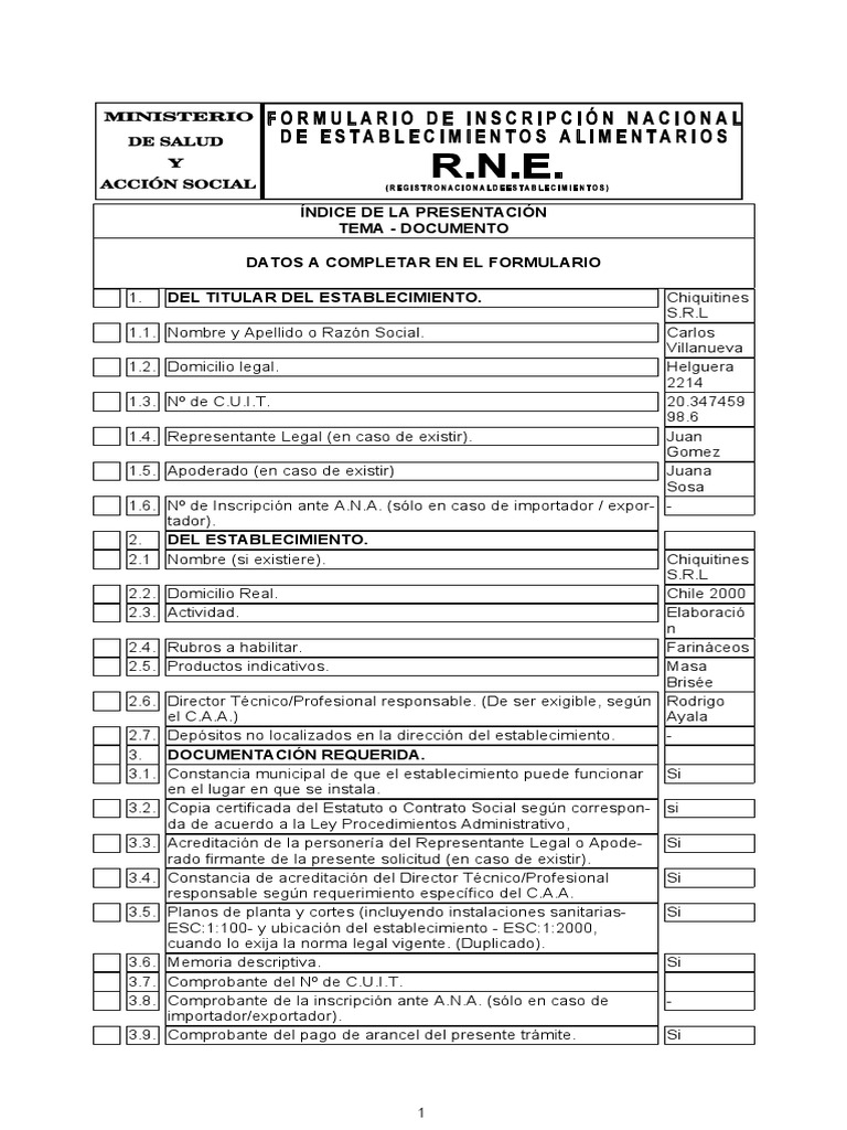 RNE Formulario | PDF | Leche | Alimentos